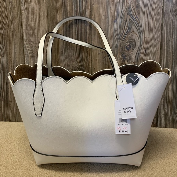crown & ivy Handbags - 🌸Crown & Ivy Madison Leather Scalloped Tote
